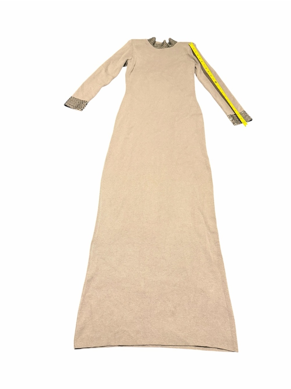 Retrofete Beige Maxi Dress with Patterned Trim, pre-owned, Sz medium